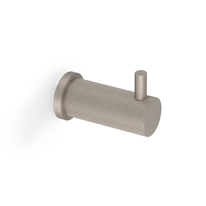 aw776sn.jpg Alexander & Wilks Brunel Reeded Coat Hook On 25mm Rose - Satin Nickel - Image 1