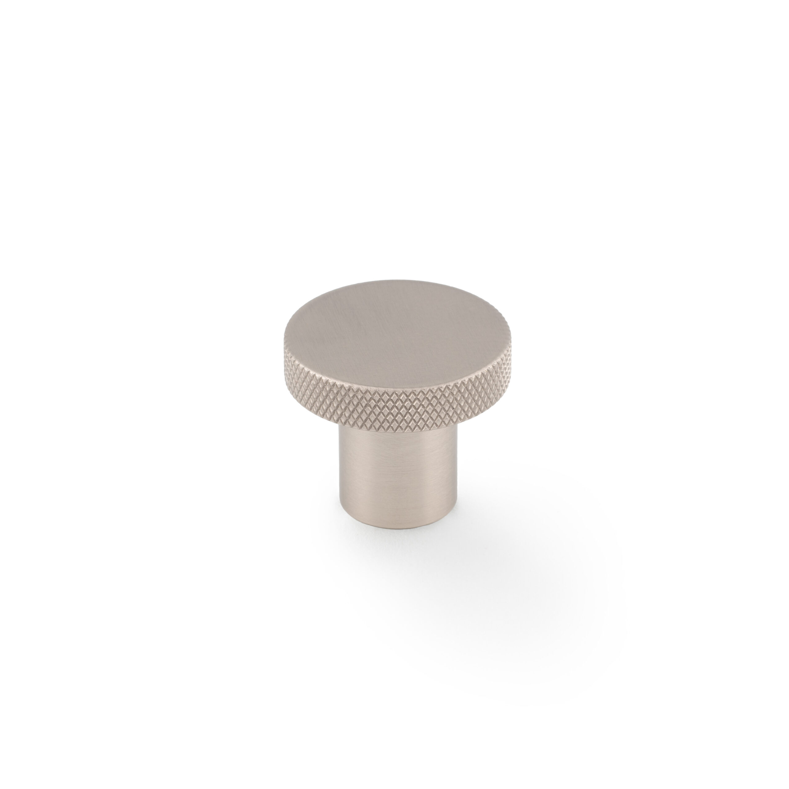 aw802-30-sn.jpg Alexander & Wilks Hanover Knurled Circular Cupboard Knob - Satin Nickel - 30mm Dia. - Image 1