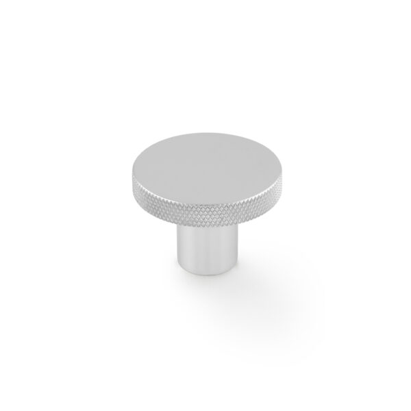Alexander & Wilks Hanover Knurled Circular Cupboard Knob - Polished Chrome - 38mm Dia.