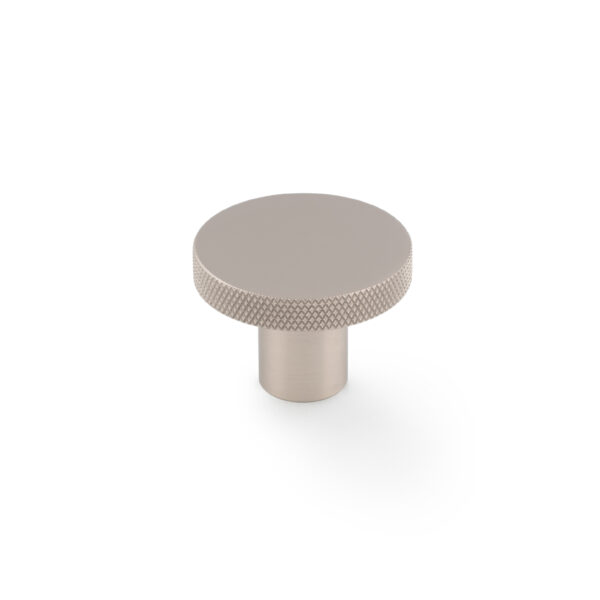 Alexander & Wilks Hanover Knurled Circular Cupboard Knob - Satin Nickel - 38mm Dia.