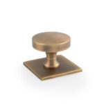 Alexander & Wilks Bullion Cupboard Knob On Square Backplate - Antique Brass