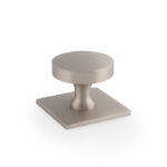 Alexander & Wilks Bullion Cupboard Knob On Square Backplate - Satin Nickel