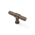 Alexander & Wilks Kingston Plain T - Bar Cupboard Knob - Antique Brass