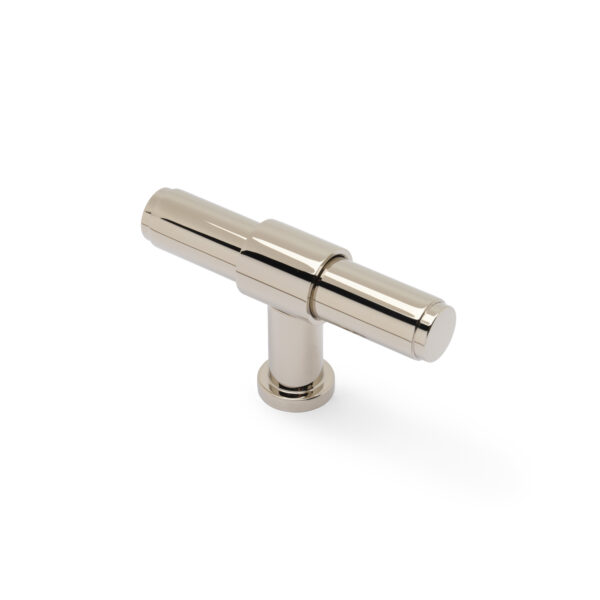 Alexander & Wilks Kingston Plain T - Bar Cupboard Knob - Polished Nickel PVD