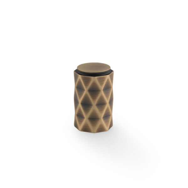 Alexander & Wilks Diamond Cut Cylinder Cabinet Knob - 30mm - Antique Brass