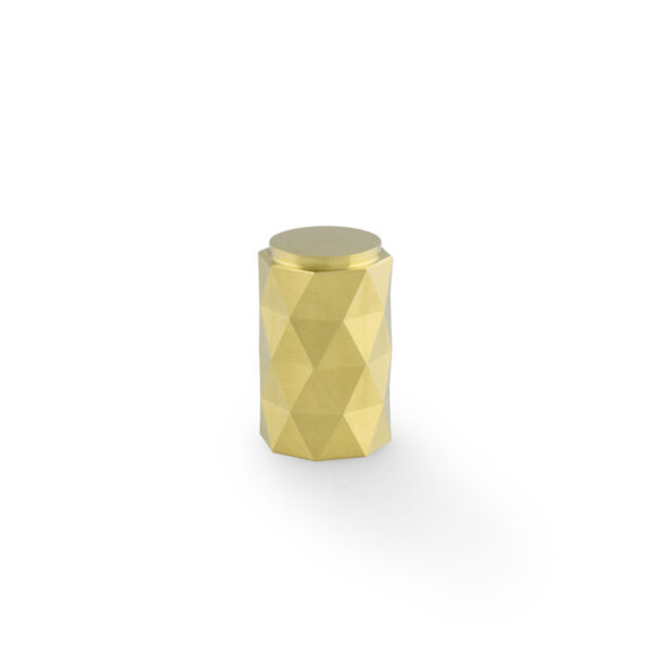 Alexander & Wilks Diamond Cut Cylinder Cabinet Knob - 30mm - Satin Brass PVD