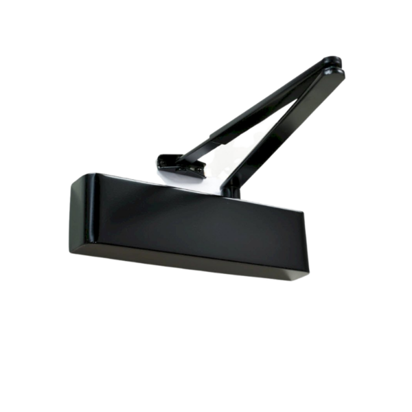 TS.9205.SRFB.RAL9011BK Door Closer c/w Semi-Radius Cover, Flatbar Armset