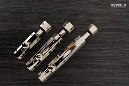 Atlantic Solid Brass Surface Door Bolt 4" - Polished Nickel - Image 3