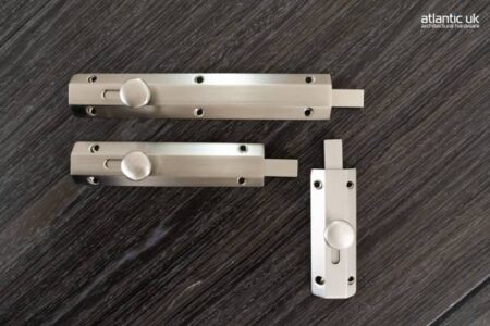 Atlantic Solid Brass Surface Door Bolt 4" - Satin Nickel - Image 3