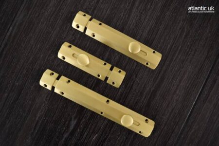 Atlantic Solid Brass Surface Door Bolt 4" - Satin Brass - Image 3