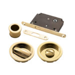 Manital Sliding Door Roses with WC Turn C/W Flush Pull & Lock Otl (Polished Brass)