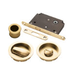 Manital Sliding Door Roses with WC Turn C/W Flush Pull & Lock Osa (Satin Brass)