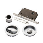 Manital Sliding Door Rose with WC Turn C/W Flush Pull & Lock Csa (Satin Chrome)