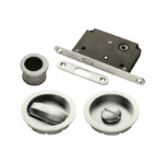 Manital Sliding Door Rose with WC Turn C/W Flush Pull & Lock Nis (Satin Nickel)
