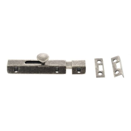 Atlantic Solid Brass Surface Door Bolt 4" - Distressed Silver - Image 2