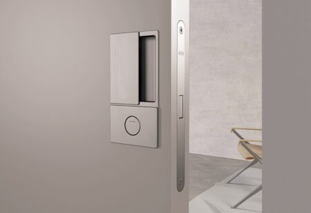 Atlantic AGB Wave Flush Door Handle & Bathroom Lock Set - White - Image 2