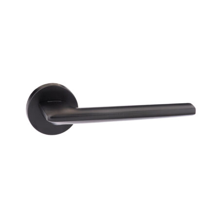 Atlantic Forme Boston Lever Door Handle on Minimal Round Rose - Matt Black
