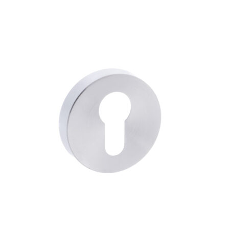 Atlantic Forme Euro Escutcheons on Minimal Round Rose - Satin Chrome