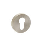 Atlantic Forme Euro Escutcheons on Minimal Round Rose - Satin Nickel