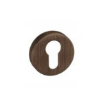 Atlantic Forme Euro Escutcheons on Minimal Round Rose - Urban Bronze