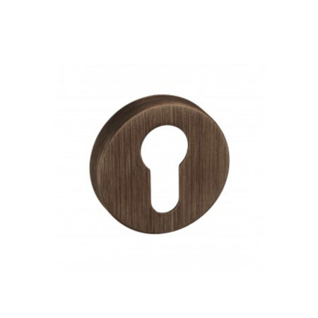 Atlantic Forme Euro Escutcheons on Minimal Round Rose - Urban Bronze