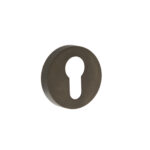 Atlantic Forme Euro Escutcheons on Minimal Round Rose - Urban Dark Bronze