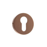Atlantic Forme Euro Escutcheons on Minimal Round Rose - Urban Satin Copper