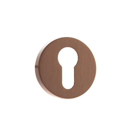 Atlantic Forme Euro Escutcheons on Minimal Round Rose - Urban Satin Copper