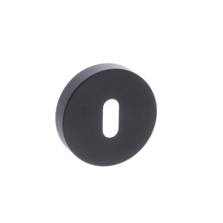 Atlantic Forme Key Escutcheons on Minimal Round Rose - Matt Black