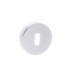 Atlantic Forme Key Escutcheons on Minimal Round Rose - Polished Chrome
