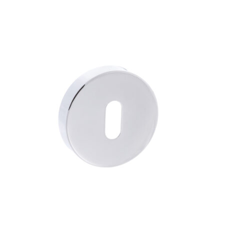 Atlantic Forme Key Escutcheons on Minimal Round Rose - Polished Chrome