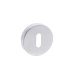 Atlantic Forme Key Escutcheons on Minimal Round Rose - Satin Chrome
