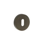 Atlantic Forme Key Escutcheons on Minimal Round Rose - Urban Dark Bronze