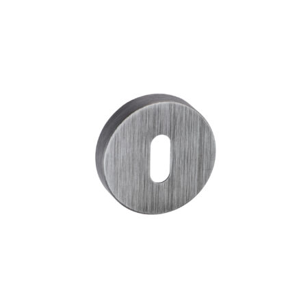 Atlantic Forme Key Escutcheons on Minimal Round Rose - Urban Graphite