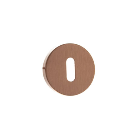 Atlantic Forme Key Escutcheons on Minimal Round Rose - Urban Satin Copper