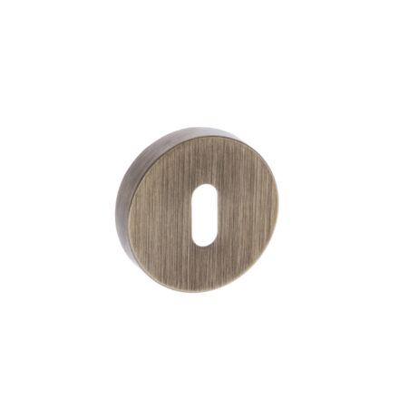 Atlantic Forme Key Escutcheons on Minimal Round Rose - Yester Bronze