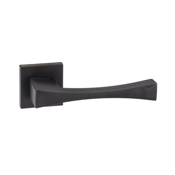 Atlantic Forme Artemide Lever Door Handle on Minimal Square Rose - Matt Black