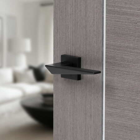 Atlantic Forme Naxos Lever Door Handle on Minimal Square Rose - Matt Black - Image 2