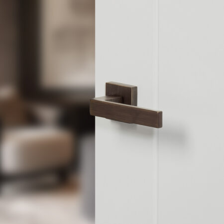 Atlantic Forme Asti Lever Door Handle on Minimal Square Rose - Urban Bronze - Image 2