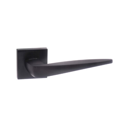Atlantic Forme Foglia Lever Door Handle on Minimal Square Rose - Matt Black