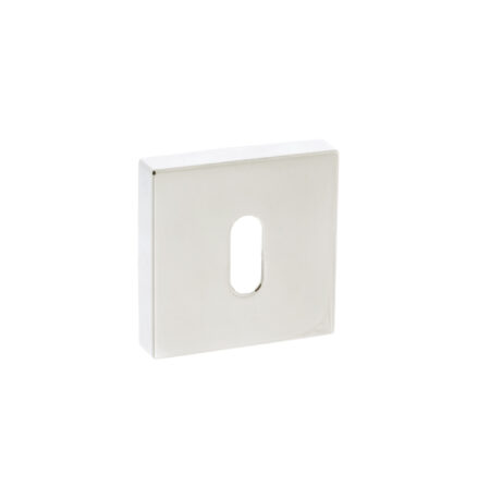 Atlantic Forme Key Escutcheons on Minimal Square Rose - Polished Nickel