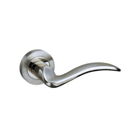 Atlantic Mediterranean Valencia Lever Door Handle on Round Rose - Satin Nickel/Polished Nickel