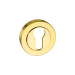 Atlantic Mediterranean Euro Escutcheons on Round Rose - Polished Brass