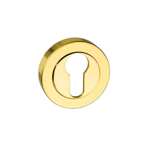 Atlantic Mediterranean Euro Escutcheons on Round Rose - Polished Brass