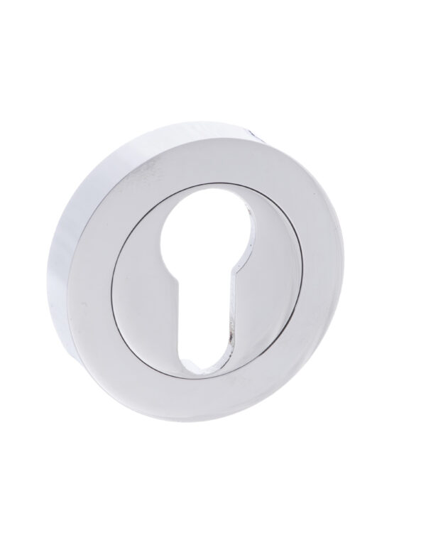 Atlantic Mediterranean Euro Escutcheons on Round Rose - Polished Chrome