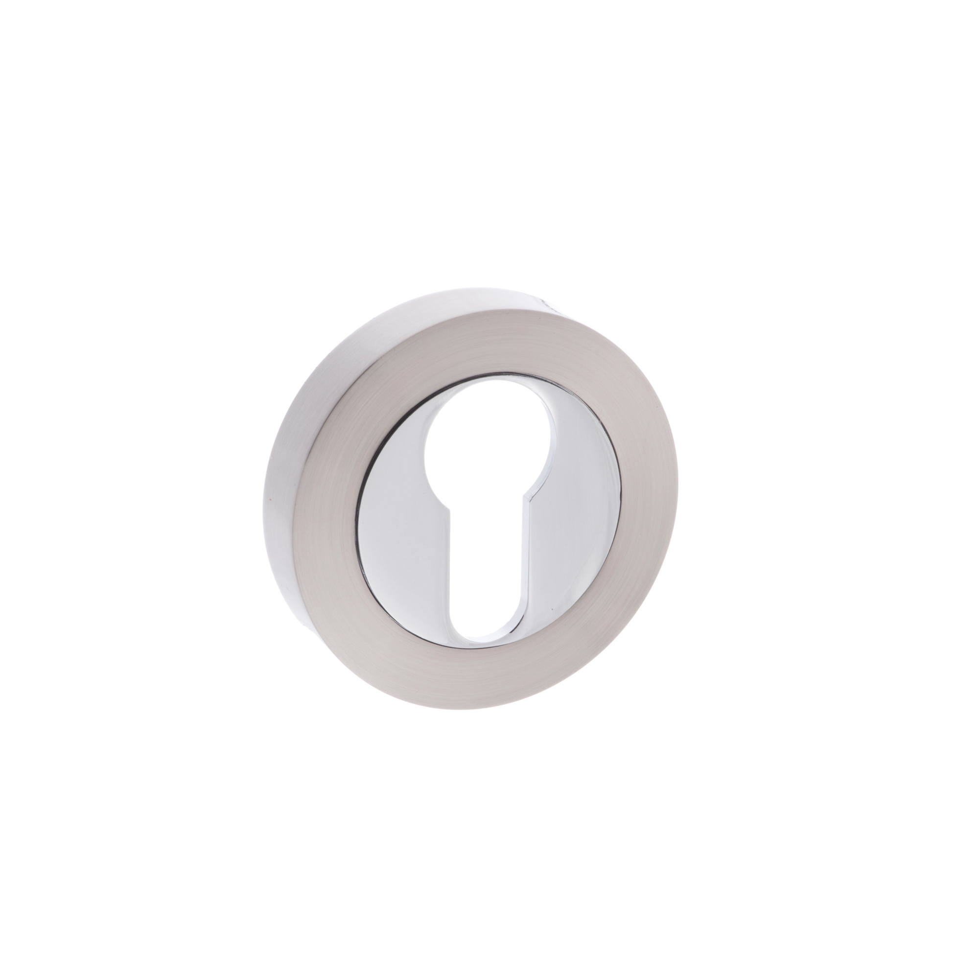 MESCESNCP.jpg Atlantic Mediterranean Euro Escutcheons on Round Rose - Satin Nickel/Polished Chrome - Image 1