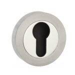 Atlantic Mediterranean Euro Escutcheons on Round Rose - Satin Nickel/Polished Nickel