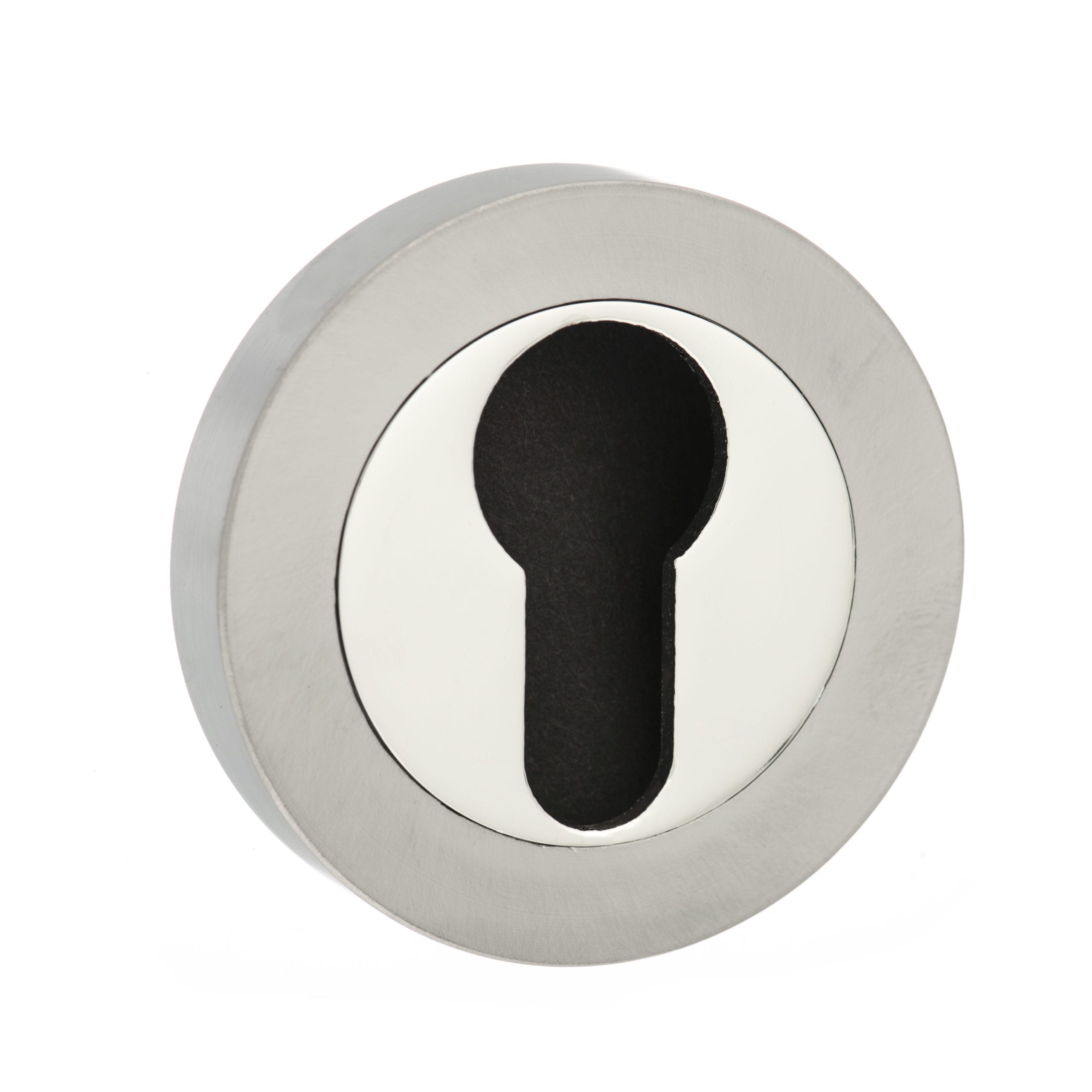MESCESNNP_HiRes-scaled-1.jpg Atlantic Mediterranean Euro Escutcheons on Round Rose - Satin Nickel/Polished Nickel - Image 1