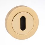 Atlantic Mediterranean Key Escutcheons on Round Rose - Polished Brass