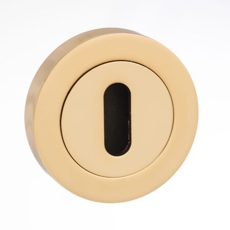 Atlantic Mediterranean Key Escutcheons on Round Rose - Polished Brass